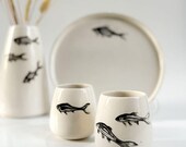 Black Fish Ceramic Mug – Handmade Sculptural Coffee Cup – Dark Wabi-Sabi Pottery – Minimalist Artisan Drinkware – Moody Ceramic Tea Mug