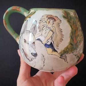 Princess Mononoke Mug: Handmade Ceramic Anime Cup - Ghibli Gift