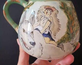もののけ姫マグカップ：ジブリアニメファンアート陶器コーヒーカップ