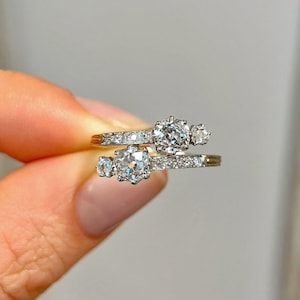 Moissanite Toi et Moi Ring | Vintage Inspired Sterling Silver Engagement Ring