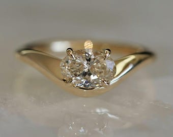 Ovale Moissaniet-solitairering: moderne 925 sterlingzilveren verlovingsring