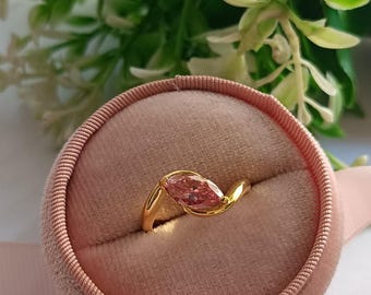 Marquise Cut Pink Moissanite Ring - Sterling Silver Anniversary Gift