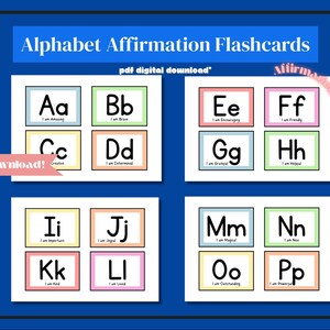 Tarjetas de Afirmaciones del Alfabeto para Niños / A-Z Imprimibles / Declaraciones Positivas / Tarjetas de Aprendizaje Preescolar / PDF Educativo para Niños Pequeños