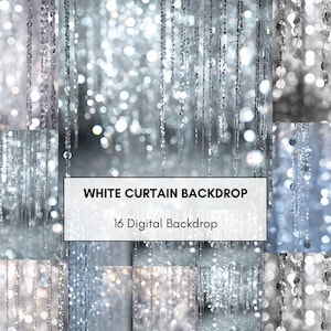 White Curtain Backdrops | 16 PNG Digital Backgrounds | Elegant Drapes for Weddings, Events, Photography & Design Projects