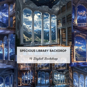 Library Backdrop Bundle: Cozy Book Room PNG Digital Backgrounds (16 Included)