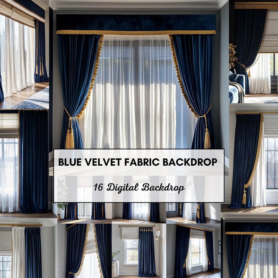 Blue Velvet Fabric Photography Backdrop: Royal Blue PNG Bundle - Etsy