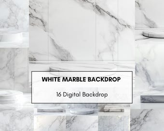 Fondos digitales de mármol blanco: elegantes texturas de piedra (16 archivos PNG)