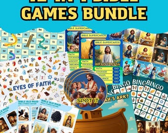 Bible Games Bundle • 12 Printable Christian Activities • Sunday School Games for Kids, Families & Churches
