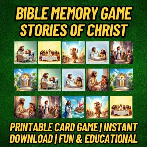 Jesus Memory Game – 15 Matching Pairs | Bible Stories of Christ | Christian Printable for Kids, Sunday School & Homeschool