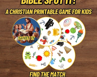Christian Matching Game: Bible Spot It! Printable (57 Cards, Round & Square Versions)