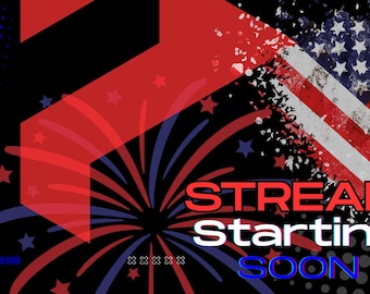 4th of July Twitch Overlay Pack – USA Themed Animated and Static Stream Screens for obs & Streamlabs Webcam Frame, Chat Box