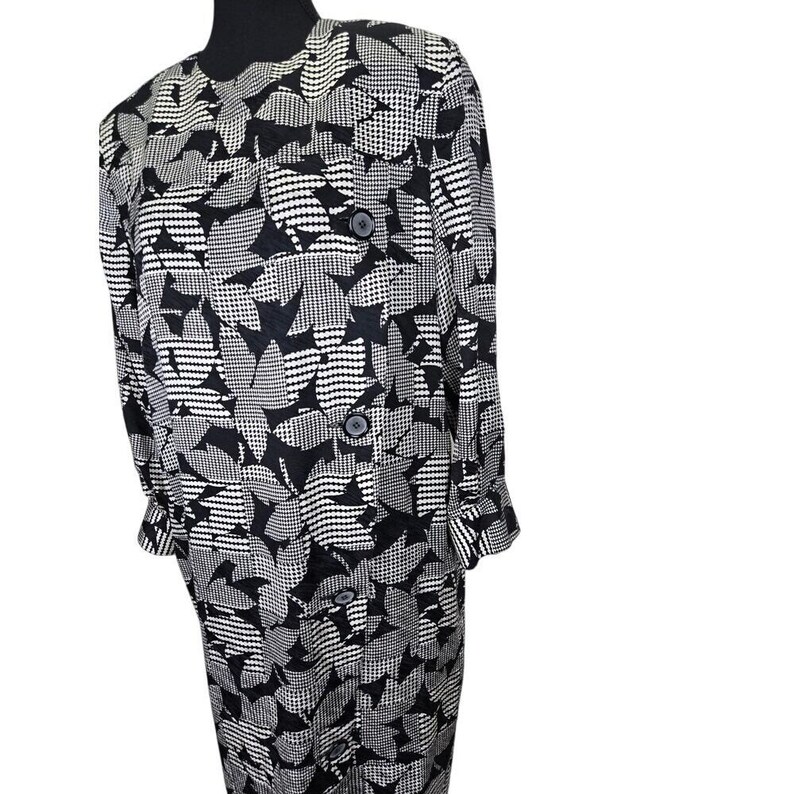 Vintage Adrianna Papell 100% Seide Damen Kleid 10 Büro Academia Hahnentritt Bild 2