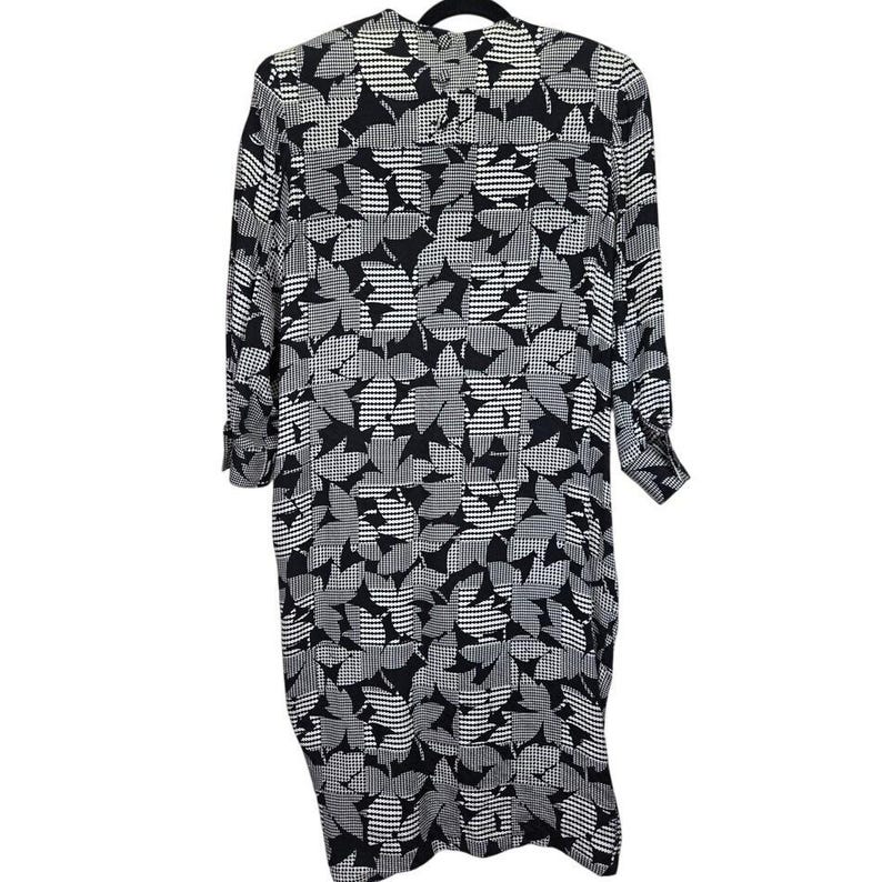 Vintage Adrianna Papell 100% Seide Damen Kleid 10 Büro Academia Hahnentritt Bild 9