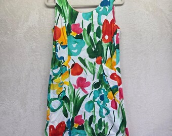 Vestido recto vintage sin mangas con estampado floral abstracto de World Panic, colorido, talla 7
