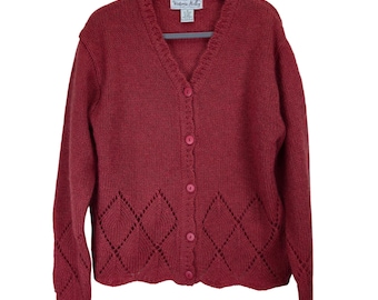 Suéter vintage Victoria Holley de mezcla de lana y mohair, cárdigan mediano estilo cottagecore