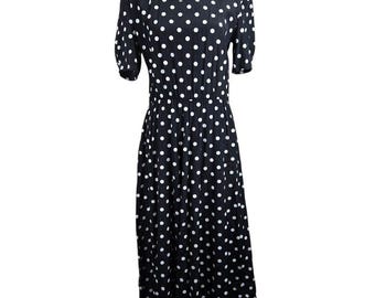 Vintage My Michelle Womens Polka Dot Kleid Size 10 Midi Retro 80s Classic Artsy