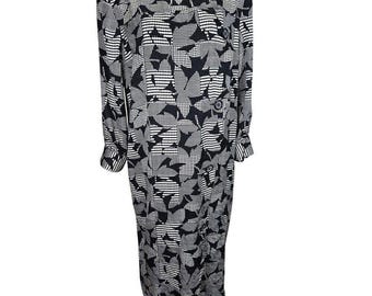 Vestido vintage Adrianna Papell 100% seda para mujer, talla 10, Office Academia, pata de gallo