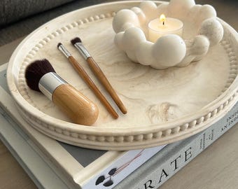 Jesmonite Trinket Tray | Handmade Coastal Cornish Decor, Large Catchall Dish