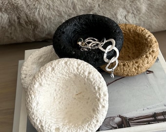 Handcrafted Jesmonite Textured Bowl • Organic Coastal Decor • Minimalist Trinket/ Jewellery Dish • Sculptural Accent Bowl