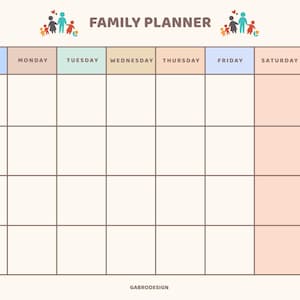 Printable Family Planner – A4 Weekly Schedule for 2–6 Members | Pastel Color & Black and White PDF | Clean and Minimalist Design