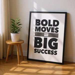 Movimentos ousados = grande sucesso Arte de parede, arte motivacional, decoração de escritório, pôster inspirador, pôster de empreendedor, decoração de academia, impressão de escritório em casa