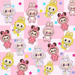 Labubu Fabric ，Fabric For Making Skirts And Clothes, Monster Doll Fabric Cartoon Fabric Anime Fabric 100% Cotton Fabric By The Half Yard