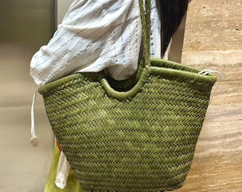 Torba ze skóry licowej, tkana ręcznie, miękka tekstura, prezent urodzinowy