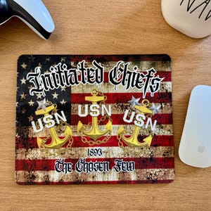 USN Chief Mouse Pad: Navy Pride Desk Accessory, Veteran Gift