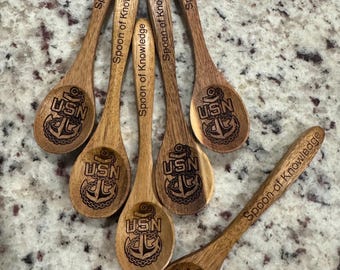 US Navy Chief “Spoon of Knowledge” – 6 Inch Wooden Keepsake | CPO Season Gift