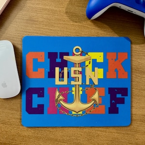 Colorful “Chick Chief” USN Mouse Pad – Navy Chief Gift for Her | CPO Desk Accessory | Military Spouse Gift | FY26 Chief Select Gift Idea