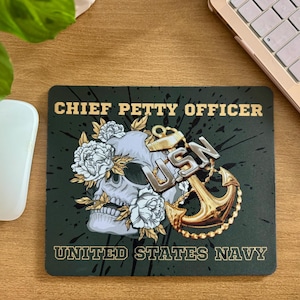 Navy Chief Petty Officer Mouse Pad: Skull & Anchor USN Desk Decor