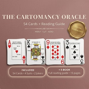 Cartomancy Oracle Card Deck | 54 Printable Playing Cards | Divination PDF | Spiritual Gift | Instant Download