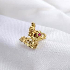 Anillo de dragón rubí: joyería mítica de oro de 18 quilates y plata de ley 925