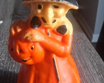 Gran vela vintage de bruja de Halloween Gurley de 9 pulgadas de alto, años 50