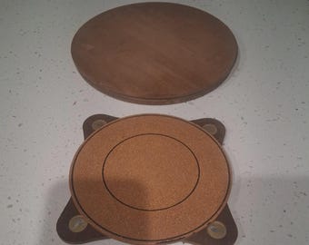 Salvamanteles vintage "Susanette" Lazy Susan, moderno, de aprox. 19-24 cm con tapa de madera de 25 cm.