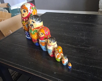 Muñecas rusas Matryoshka de madera, juego de 7 piezas
