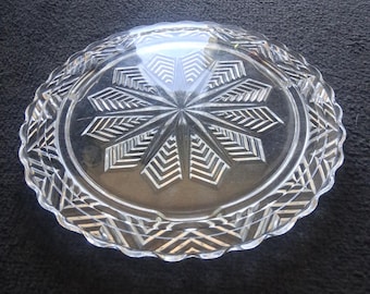 Plato para pastel con base de vidrio transparente Federal Glass, estilo vintage de la década de 1950.