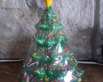 Árbol de Navidad de cerámica con vela rellena, aroma a especias navideñas, nuevo y sellado.