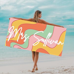 Personalized Bride Beach Towel, Mrs. Last Name Gift for Bride, Bachelorette Party Towel, Wedding Gift, Custom Honeymoon Towel, Bride Gift