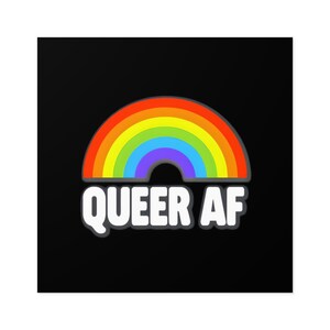 Pride Regenbogen Aufkleber, Queer AF-Dekor, LGBTQ + Zubehör, lustige Autoaufkleber, umweltfreundlich, bunte quadratische Aufkleber