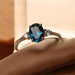 14k London Blue Topaz Ring, Solid Gold Celtic Knot Solitaire Ring, Ideal for Engagement or Promise Ring, Perfect Anniversary Gift, Handmade