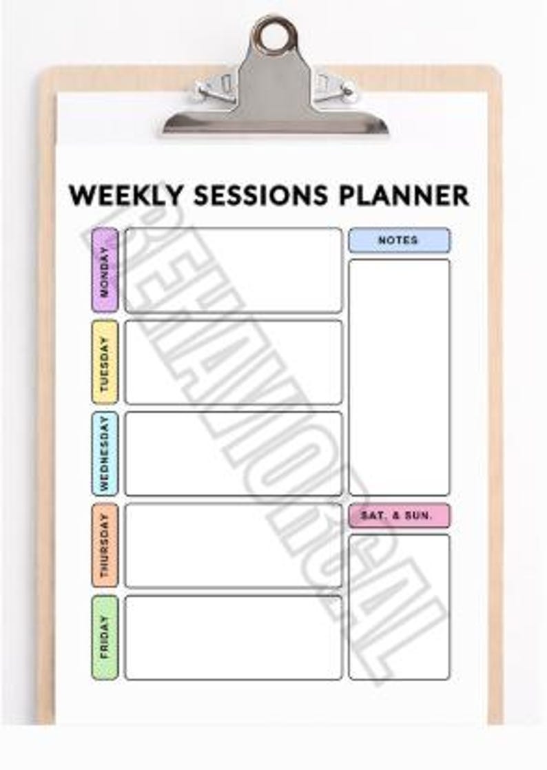 Session Planner Guide Weekly Sessions Planner Printable PDF | Therapy Planning Sheet for Rbts ...