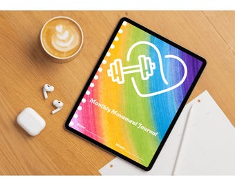 Rainbow Design Fitness Journal: Printable Monthly Movement Tracker (PDF Download) Digital Exercise Monitoring Planner