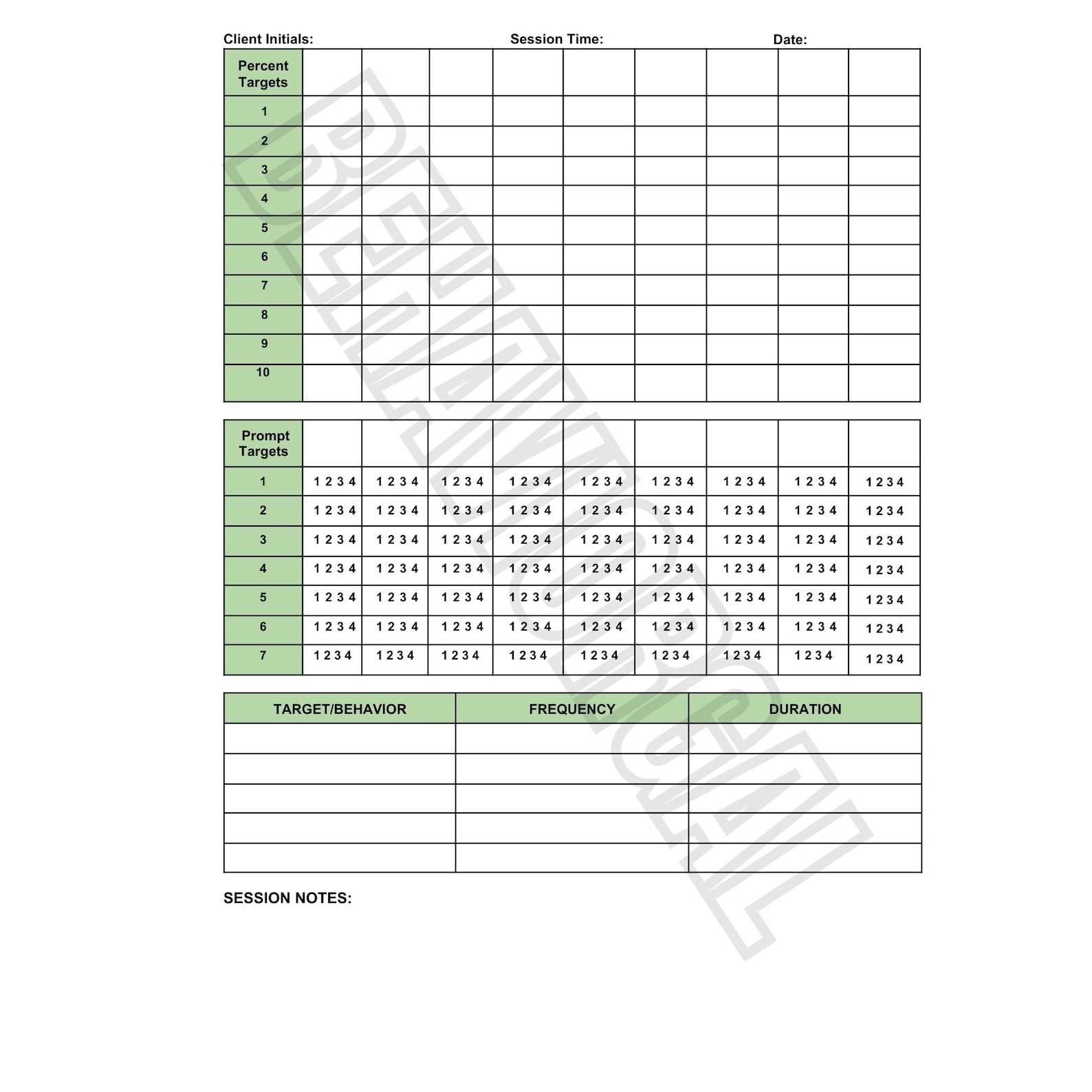 ABA Data Sheets Bundle | 5 Printable Behavior Tracking Templates for ...