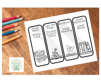 Printable Coloring Bookmarks: Motivational Quotes for Readers (PDF Download)