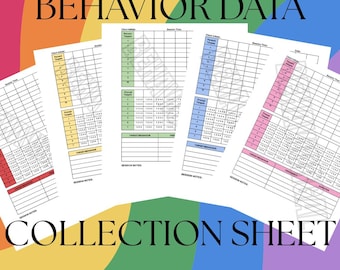 Pakiet arkuszy danych ABA | 5 szablonów do śledzenia zachowań do druku dla RBT, BCBA, nauczycieli, rodziców, formularz gromadzenia danych (do pobrania w wersji cyfrowej) w formacie PDF