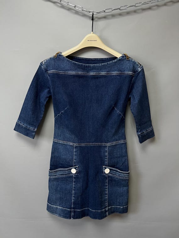 Louis Vuitton, Louis Vuitton Denim Mini Dress Stretch Luxury Vintage Size 34