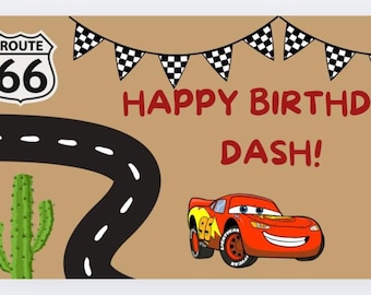 Banner de cumpleaños de Cars personalizado