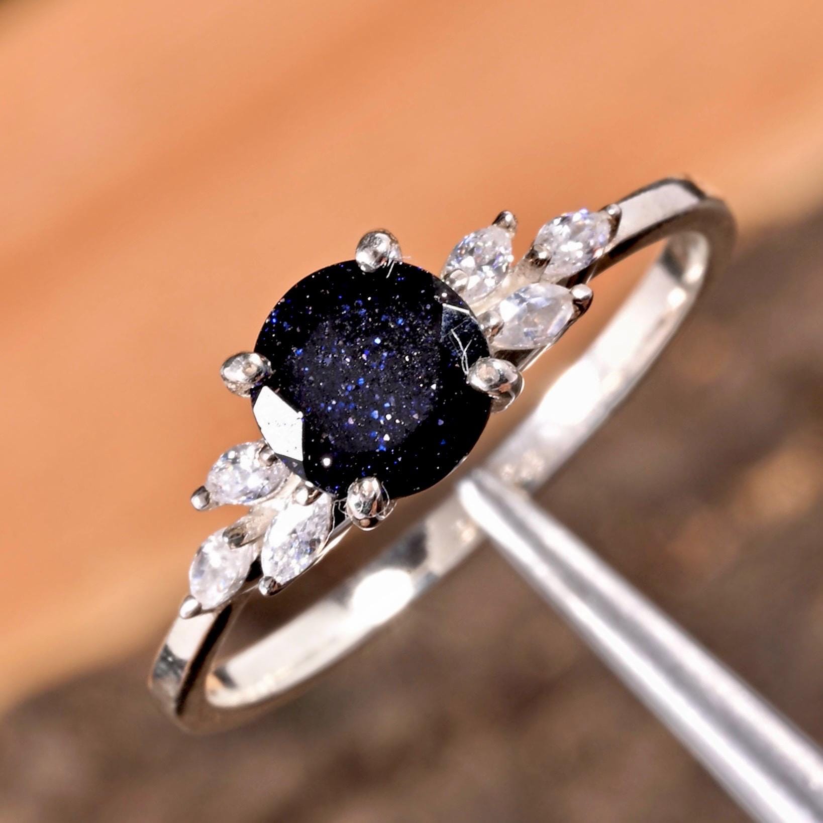 Sparkle Blue Stone Ring 4.5 - Etsy