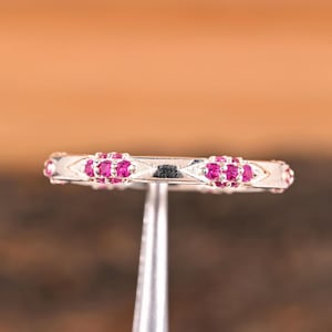 Rhodolite Garnet Eternity Band: Sterling Silver Stacking Ring